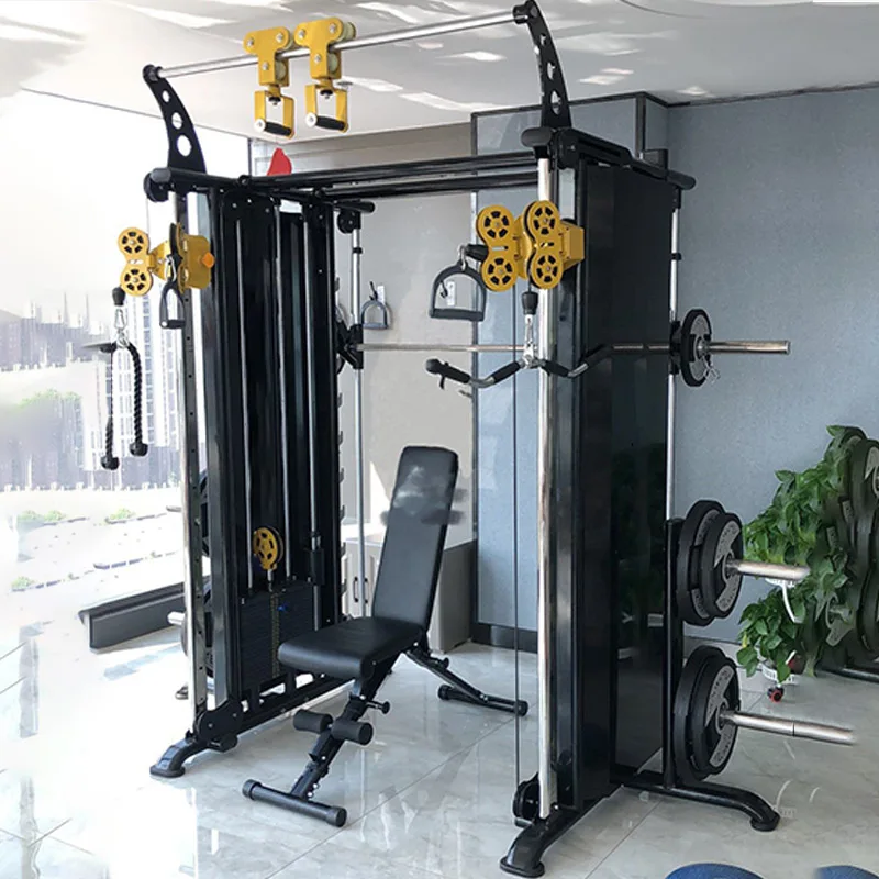 Commercial Gym Bodybuilding Equipment Squat Rack Leg Press Deadlift Multi Functional Trainer Smith Machine With Cross Cable