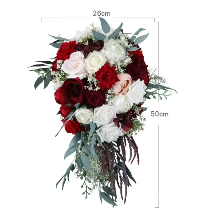 Outdoor Water Drops Holding Wedding Silk Rose Bridesmaid Simulation Artificial Bridal Bouquet Home Party Table DIY Decorations