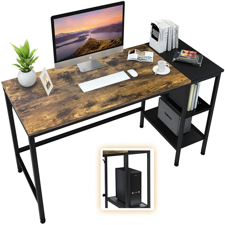 
Portable Wooden Computer Table Office Desk With Storage Shelves Computer Desk in Office and Home 