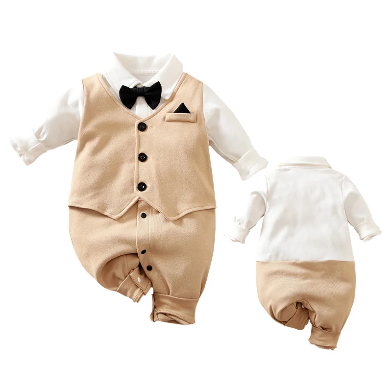 baby clothes autumn gentleman clothing baby one-piece clothes newborn100% cotton baby boys romper with collar