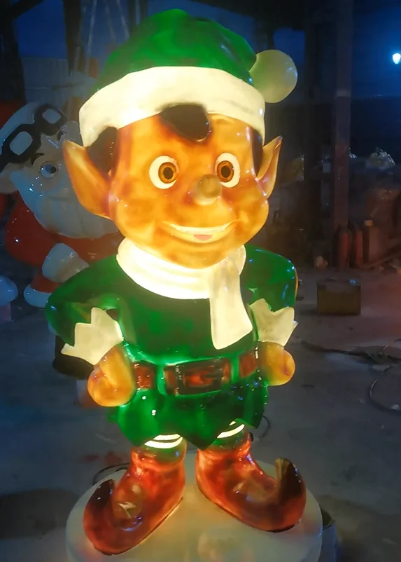 Commercial fiberglass giant large led outdoor Christmas lights life size reindeer candy cane elf display decorations