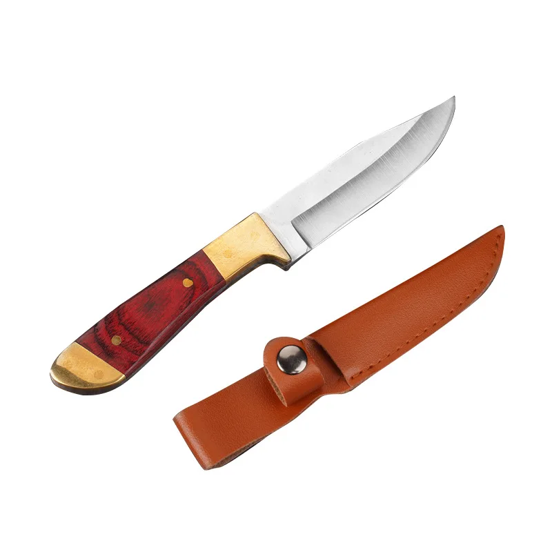 New Arrival Mongolia meat knife fruit knife outdoor barbecue camping pocket knife with leather sheath