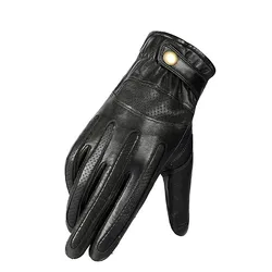 Mens Premium Brown Leather Motor Cycle Bike Motocross Gloves Retro Touchscreen Fingertip Motorcycle Racing Guantes Full Finger .