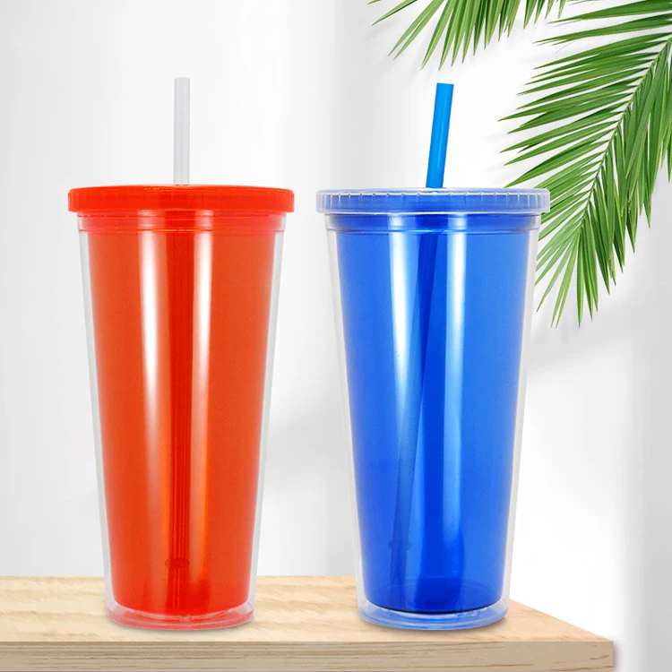 Lincond Hot Sale BPA Free Tritan 16oz Plastic Double Wall Tumbler Cup With straw
