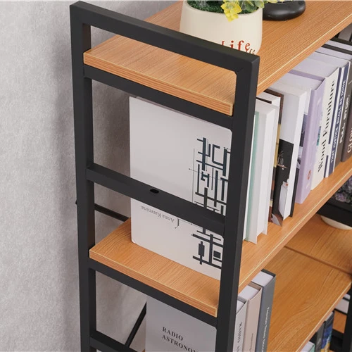 Modern Furniture Office Bookcase Living Room Wood Metal Bookshelf Storage Rack Bookshelves