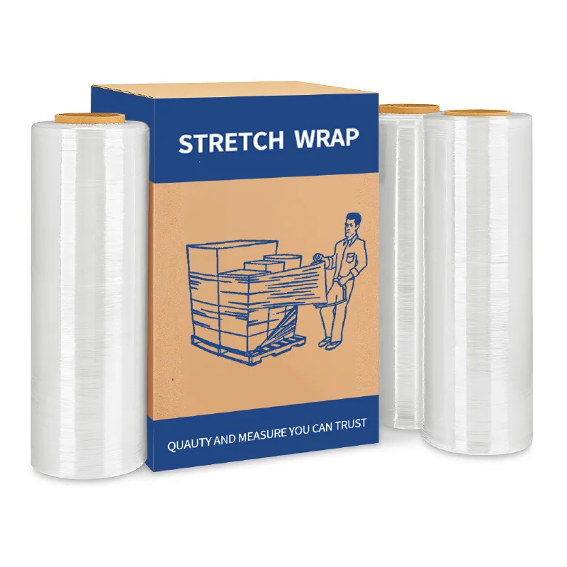 New High Quality LLDPE Cast Stretch Hand Film Plastic Wrap Roll Packaging Products Transparent Moisture Proof 9kg Provided