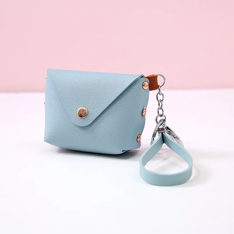 Multicolor Pu Leather Girls Buckle Small Coin Purse Fashion Mini Ladies Pocket Coin Purse Wristlet Wallet Keychain