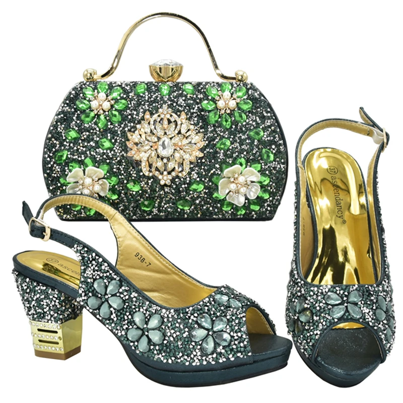  2021 NEW DESIGN shoes woman heels italian and bag set matching african
