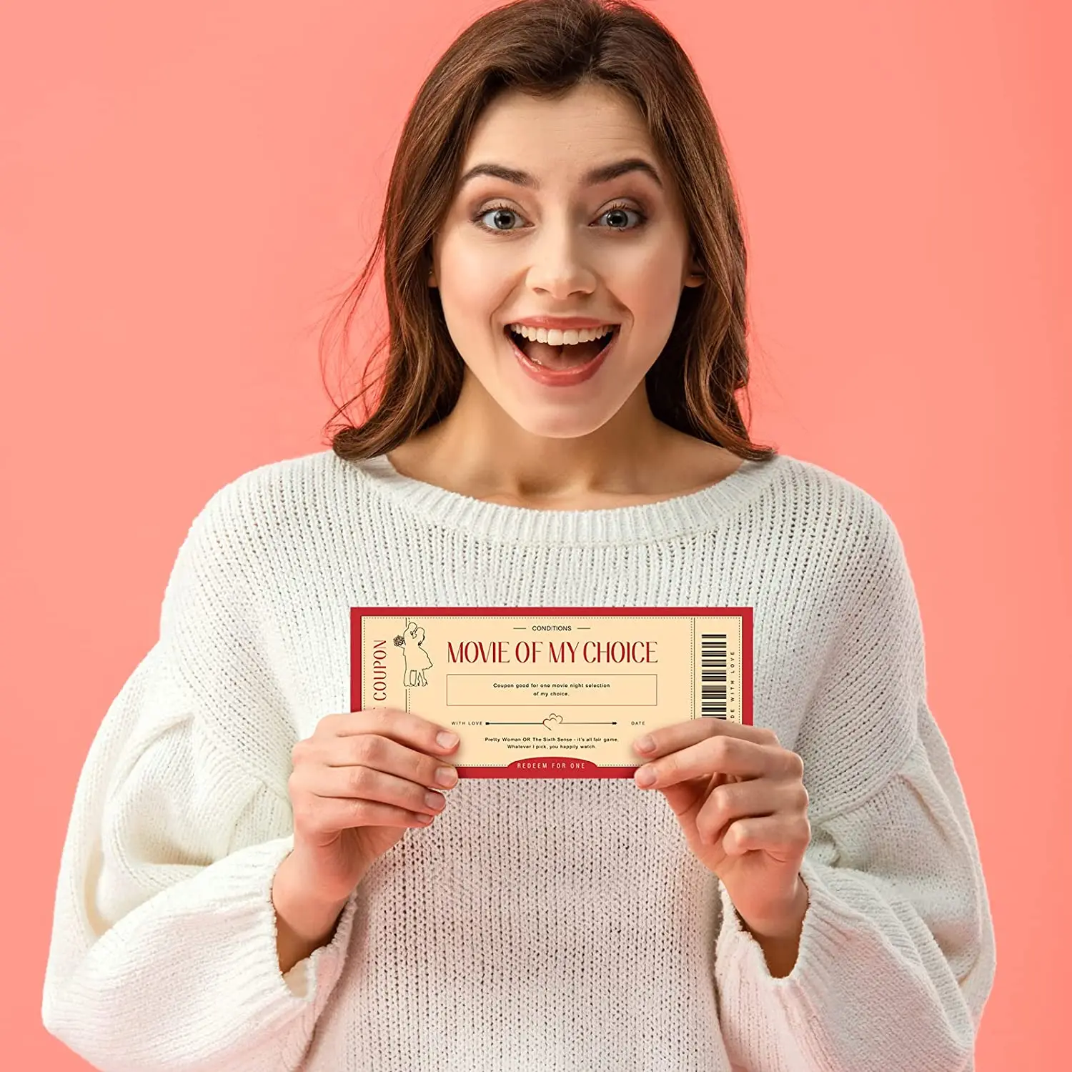 Custom Design Watercolor Theme Barcode Gift Certificate Cards Love Voucher Coupons Naughty I Owe You Cards Romantic Gift Coupon