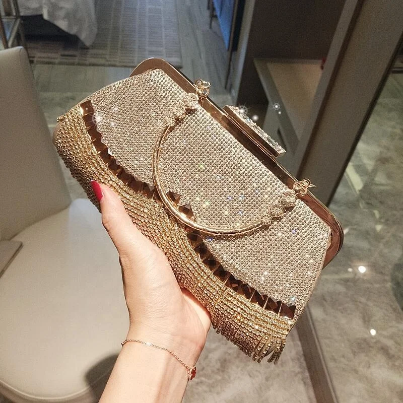 
Luxury Rhinestone Bridal Clutch Bag Sparkly Party Evening Crossbody Handbag 