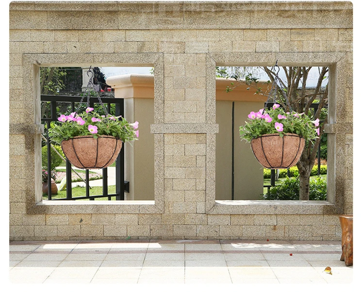 
14 inch coconut coir hanging storage basket pot with chain 