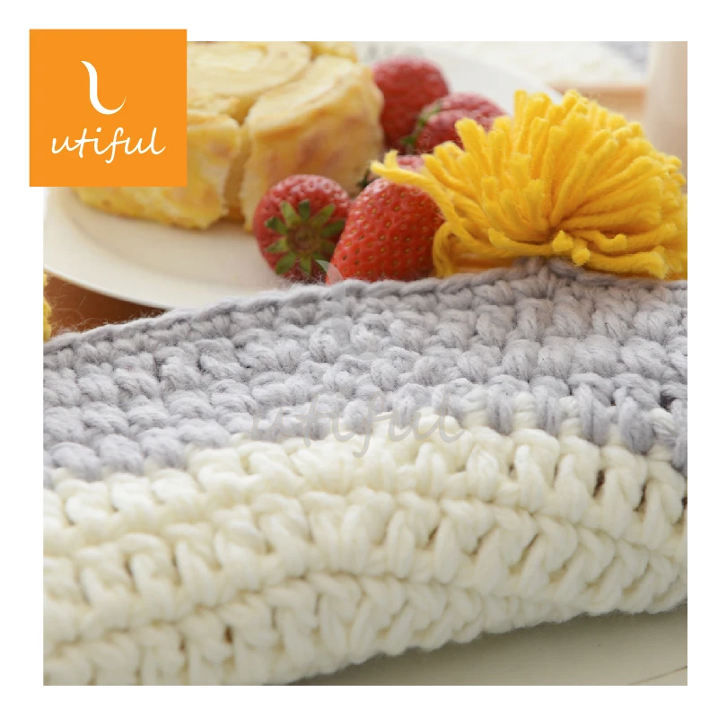 
New Developed Acrylic Round Handmade Knitted Cushion Cover For Sitting 