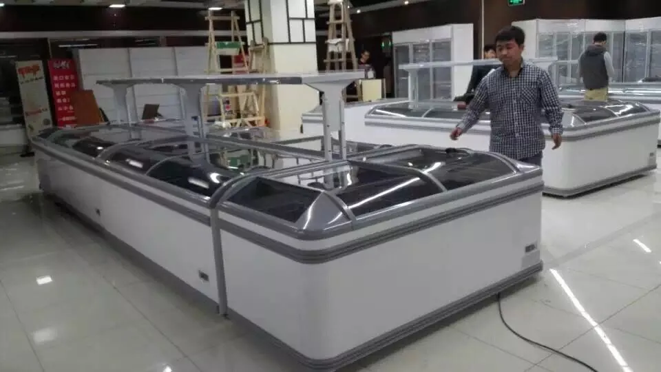 AIHAOSI Commercial Supermarket Storage Combined Deep Sliding Glass Door Island Display Freezer