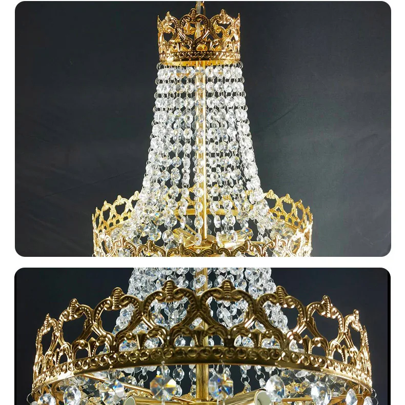 Crown Wedding Chandelier Pendant Lights Luxury Gold Led Chandeliers Ceiling Decor