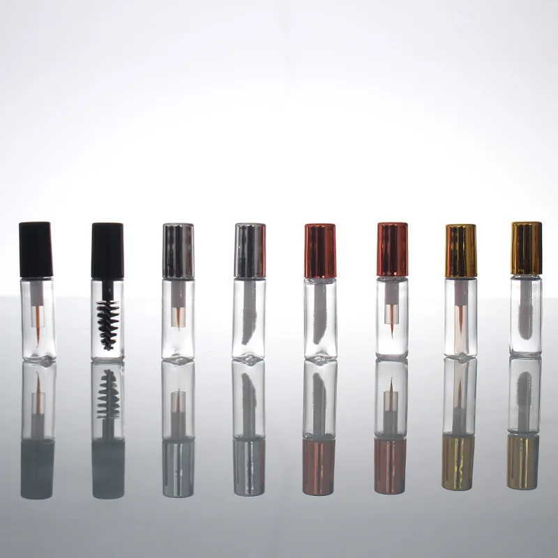 New Arrival 2ml Silver Eyeliner Tube Golden Empty Mascara Tube Rose Gold Lip Gloss Bottle Black Eyelash Growth Serum Tube