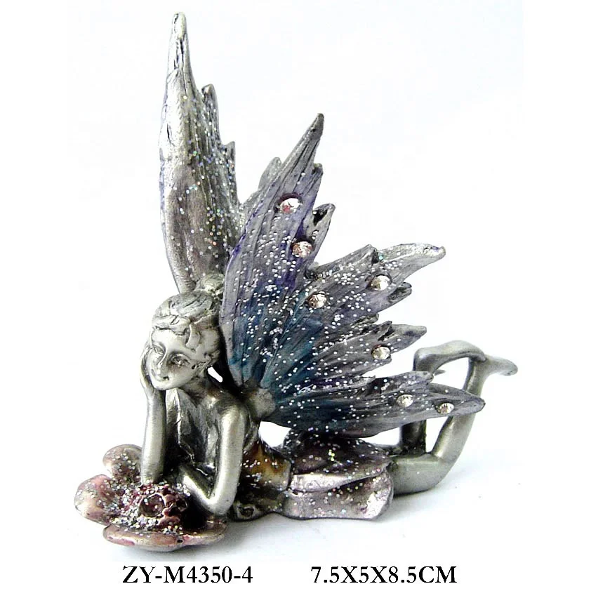 
Wholesales Hot sale pewter mini fairy figurines with metal wings 