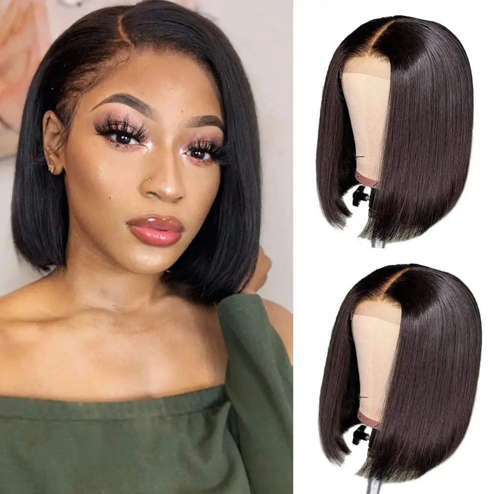 180% Density Cambodian Human Hair 4x4 Short Bob Gluless Lace Front Closure Human Hair Wigs
