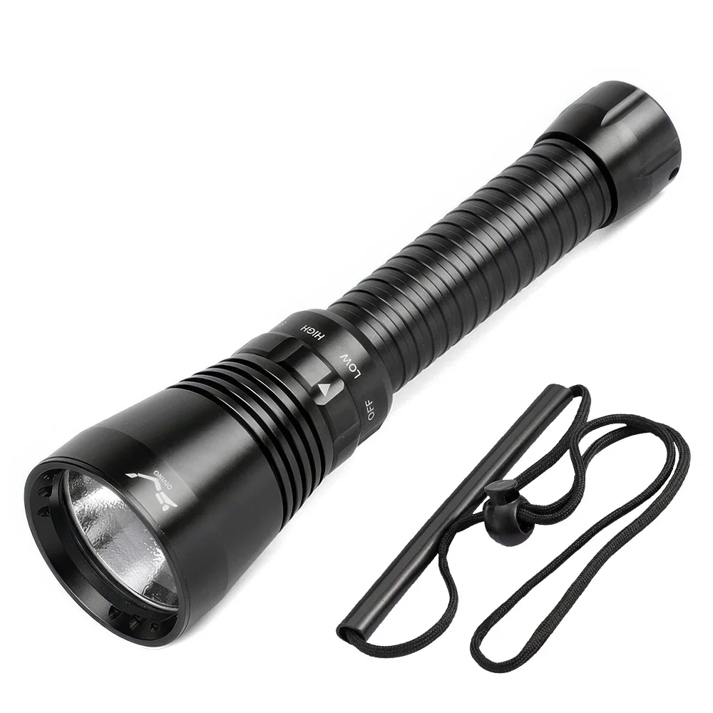Scuba Dive Flash Light P70 Anti Drop Lanyard 80M Underwater IP68 Waterproof Diving Torch Deep Sea Fishing Submersible Flashlight