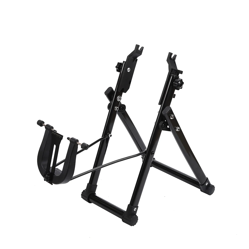 Black Bicycle Wheel Maintenance Stand Bike Wheel Truing Stand Repair Rack
