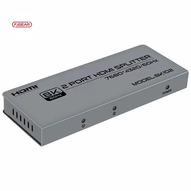 8K102 Fjgear Plug-And-Play Ultra Hd Video Splitter 7680*4320/60Hz 1 In 2 Out Hdmi 2.1 8K Splitter
