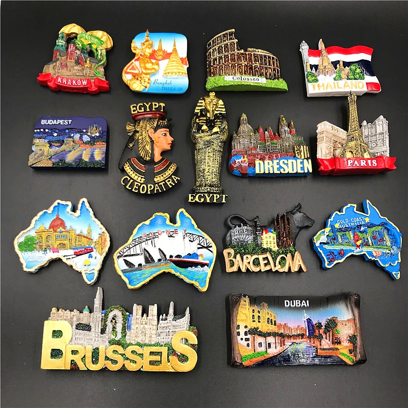 3D Fridge Magnet Engrave Custom Logo Tourist Souvenirs Wood Carving 2 layer Wood Fridge Magnet