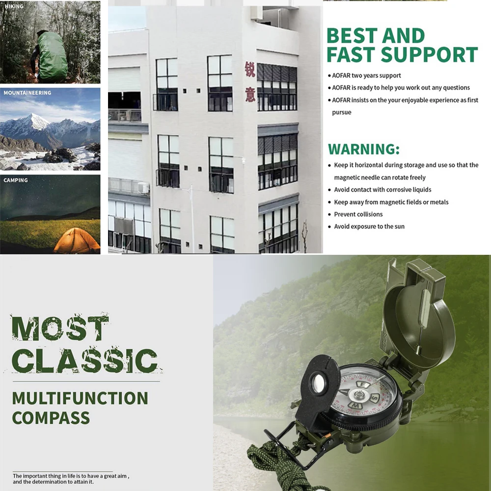 Factory Geological Survival Compass Multifunctional Tactical Compass Pocket Waterproof Folding compass