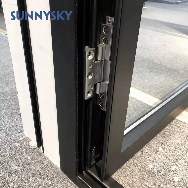 XIYATECH front alloy sliding aluminium doors black modern aluminum folding door tempered glass aluminium bifold doors for home