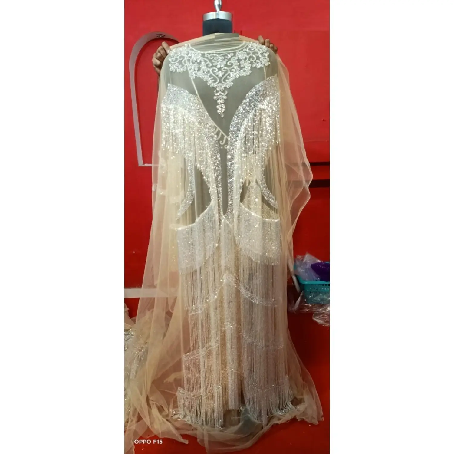 Unique Design Indian and Pakistani Clothing Handmade Beaded Work Front Back Panel Lace Fabric for Gown Available at Bes Price