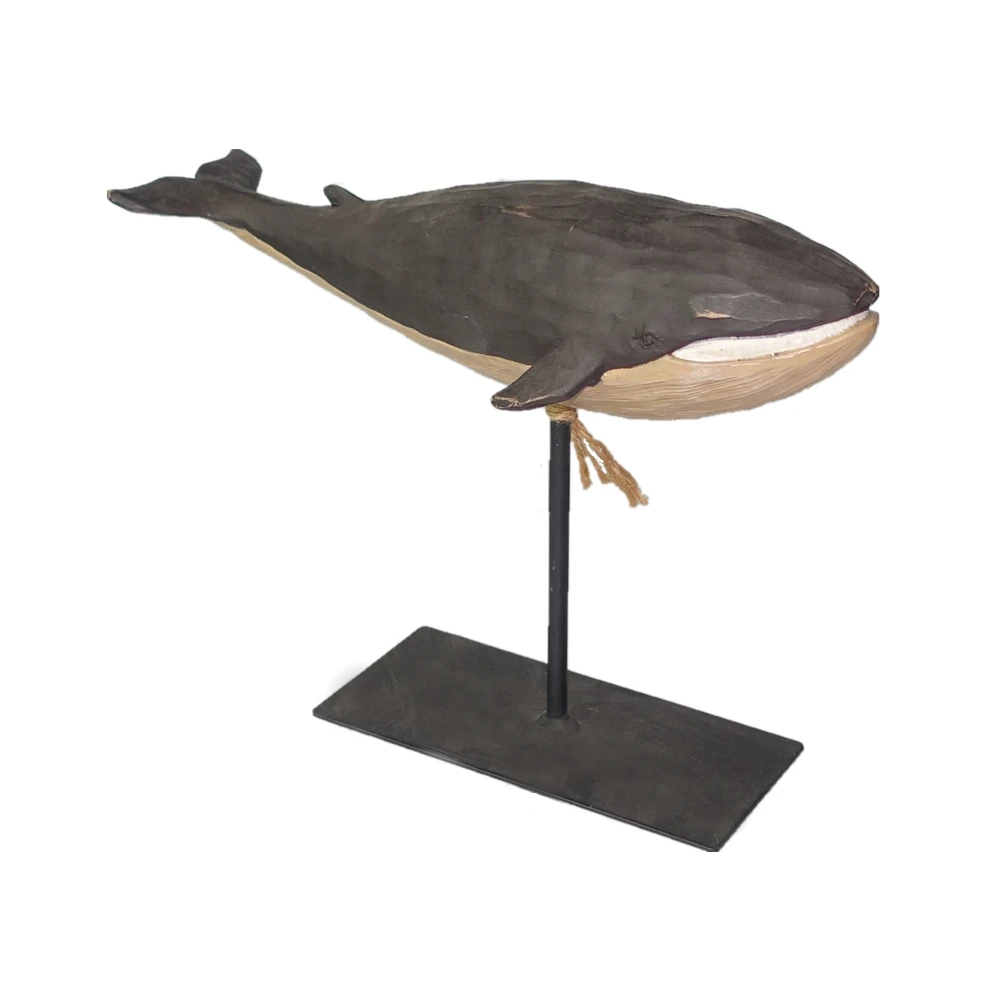 Antique Home Decoration Wholesale Wood Effect Resin Shark Figurine Nautical Beach Decor Polyresin Shark Statue with Metal Base