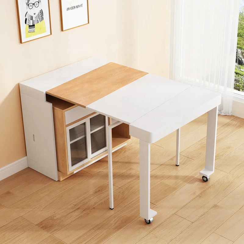 Изготовленные на заказ современные просто Экономия пространства Складная Выдвижная деревянный обеденный стол с шкаф для кухонных шкафов