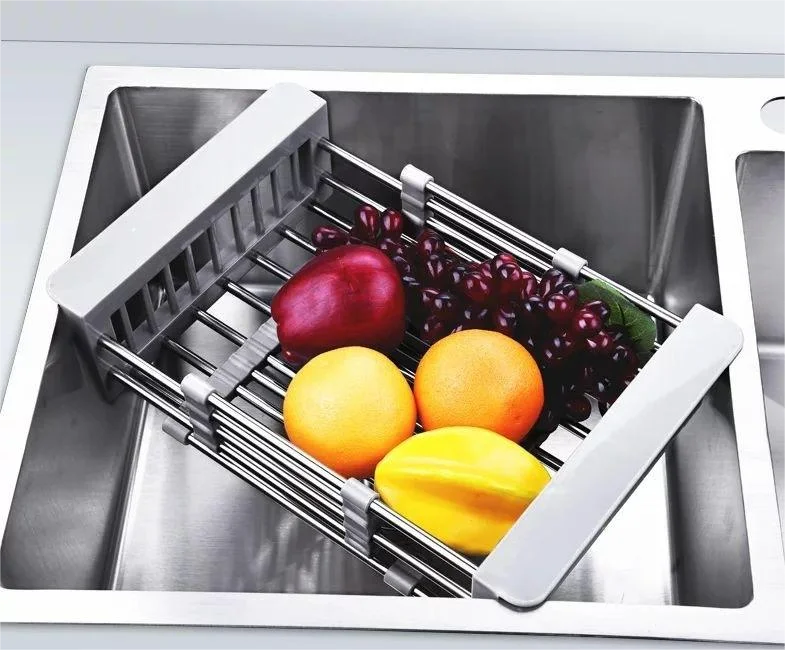 Stainless Steel Sink Drain Rack Storage Retractable Shelf Kitchen Sinks Organizer Fruit Dish Holder Basket Kitchen Accessories