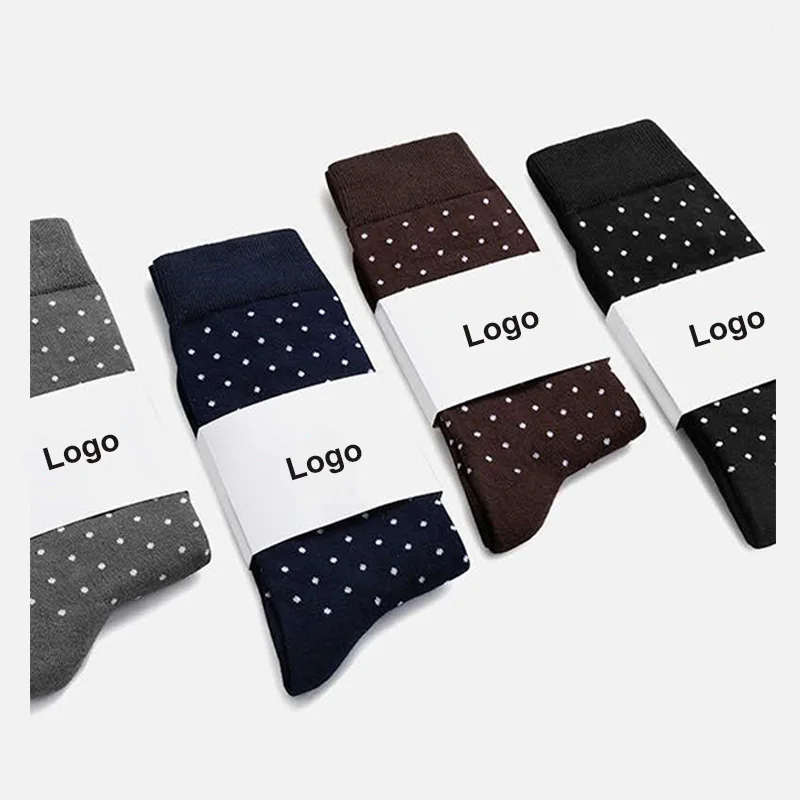 Wholesale Polka Dots Design Casual Breathable Crew Custom Logo Eco Friendly Dress Business Wear Gentleman Organic Bamboo Socks