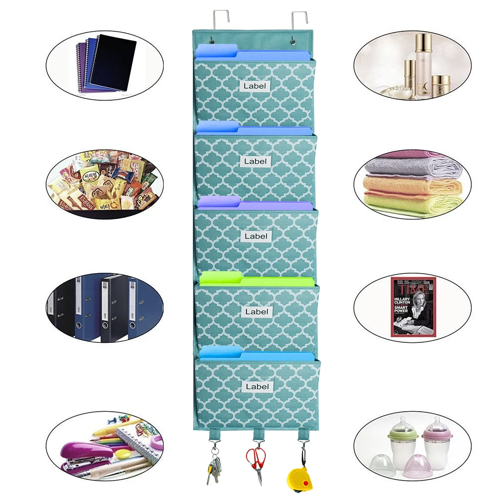 Wholesale Factory Price Fabric Non Woven 5 Pockets File Hanging Organizer for Home Storage and Organization