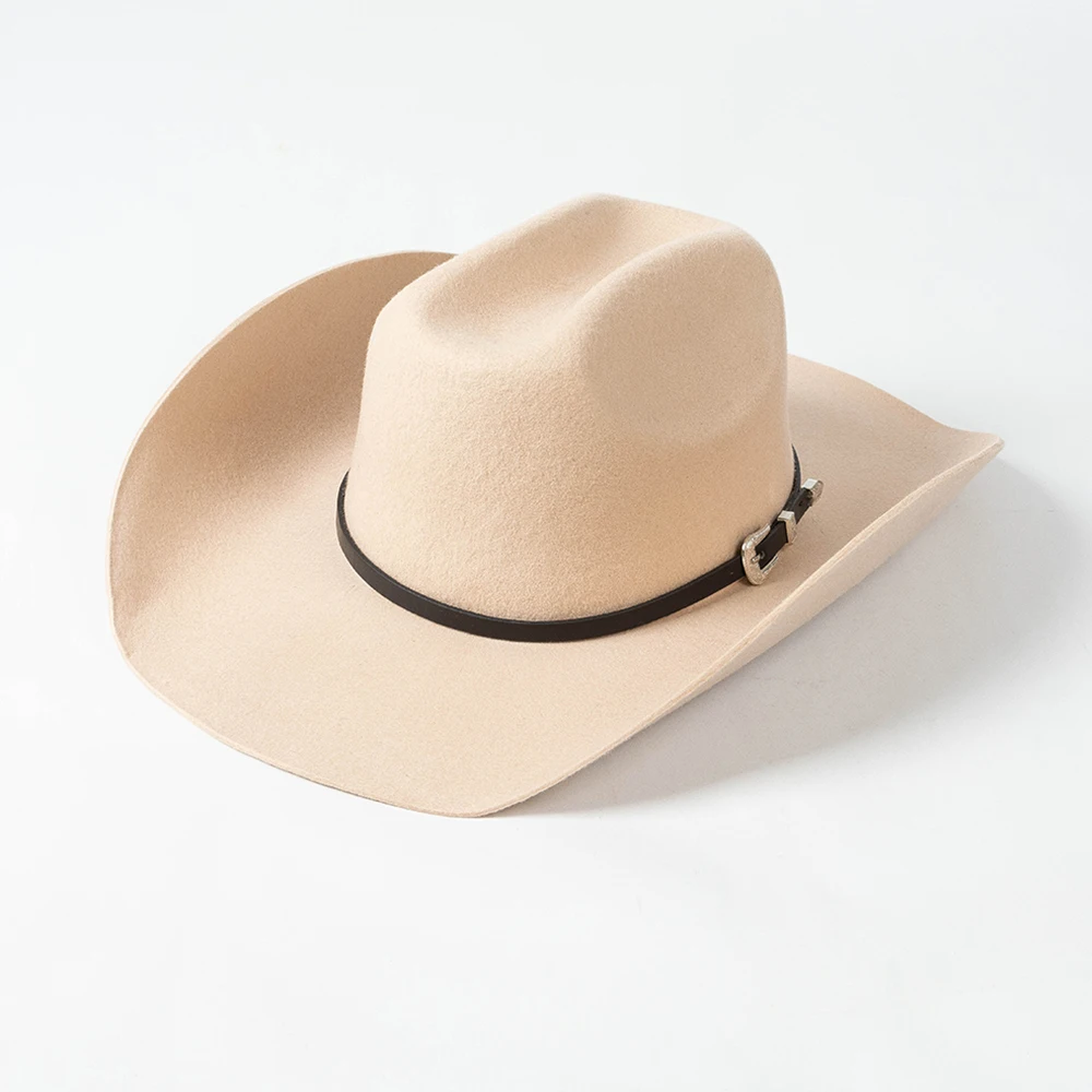 Shinehats OEM 2024 New Fashion Light Camel Cowboy Hat Sombrero 100% Australian Wool Rabbit Wide Brim Breathable Fedora Hats