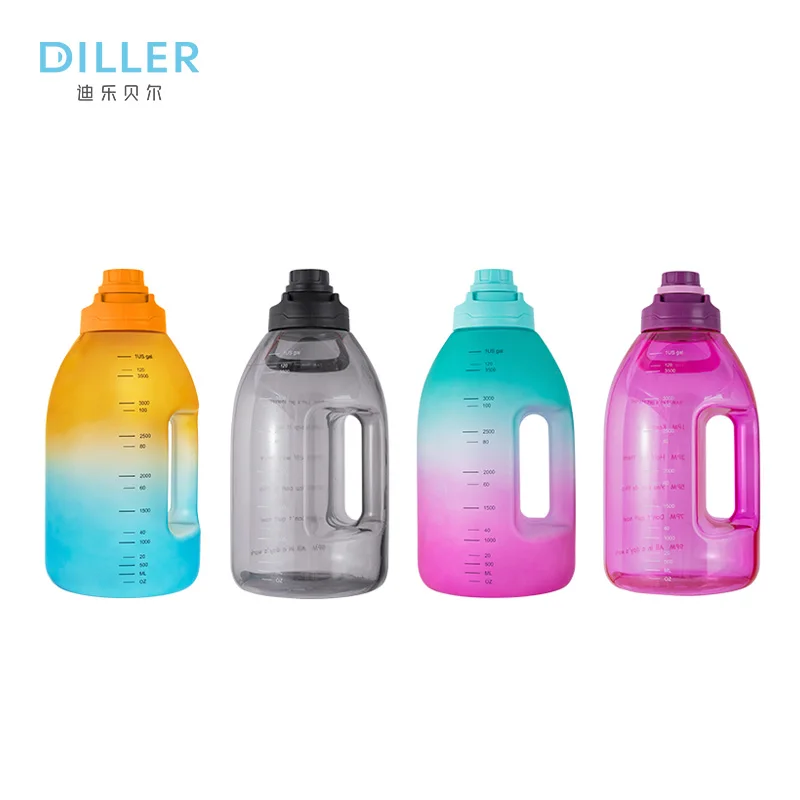 Bulk empty reusable motivational bpa free plastic  fitness gym sports 1 gallon bottle water jug