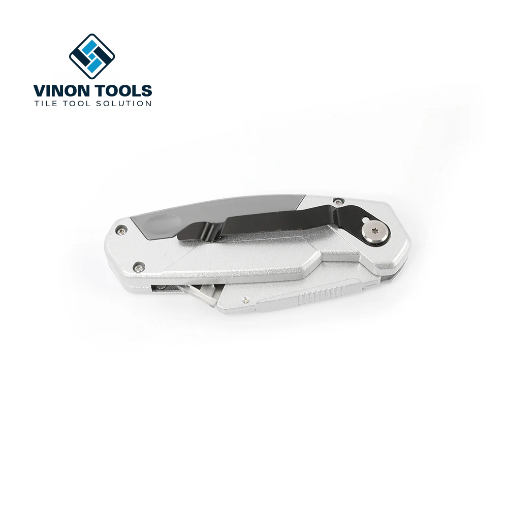 Silver multifuction retractable mini small fold out utility folding knife with simple screwdriver