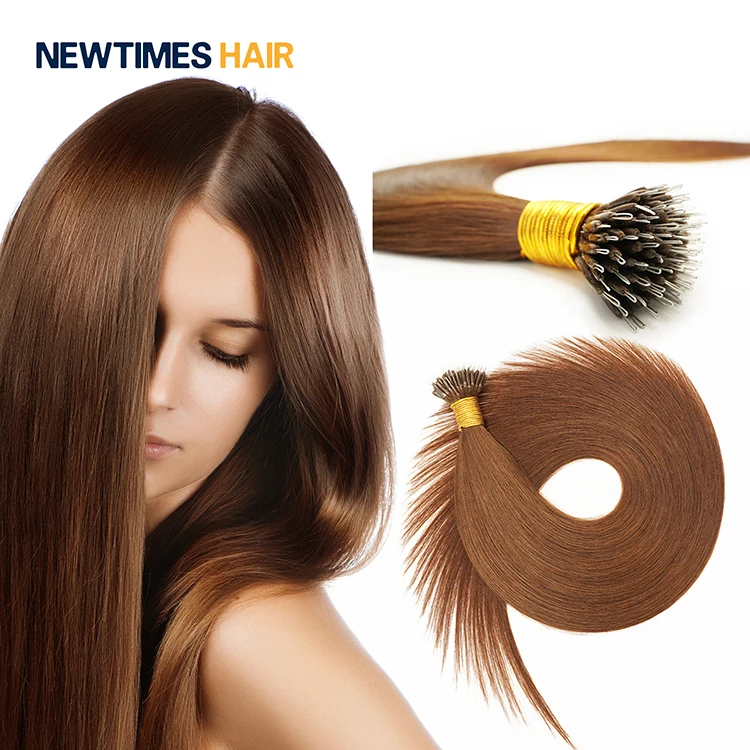 100% Russian Human Virgin Remy nano Hair Extensions Thick End Double extension Drawn Handtied