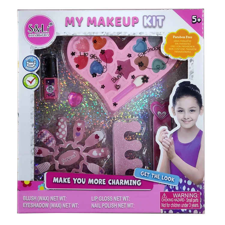Pretend Play Makeup Toy Set Beauty Princess Dressing Table and Suitcase 2 in 1 Gift for Girls Kids Children Pink Style Origin