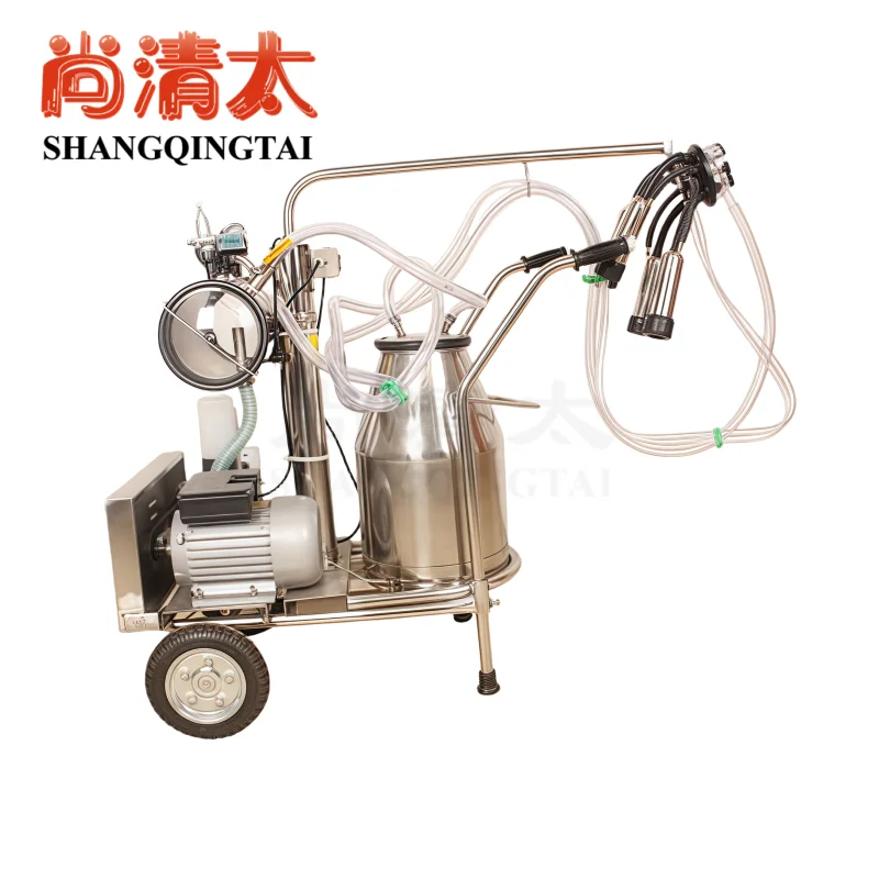 Automatic Pulsation Vacuum Cow Milker 250L Stainless Steel Bucket Portable with Silicone Cup Tube New Condition