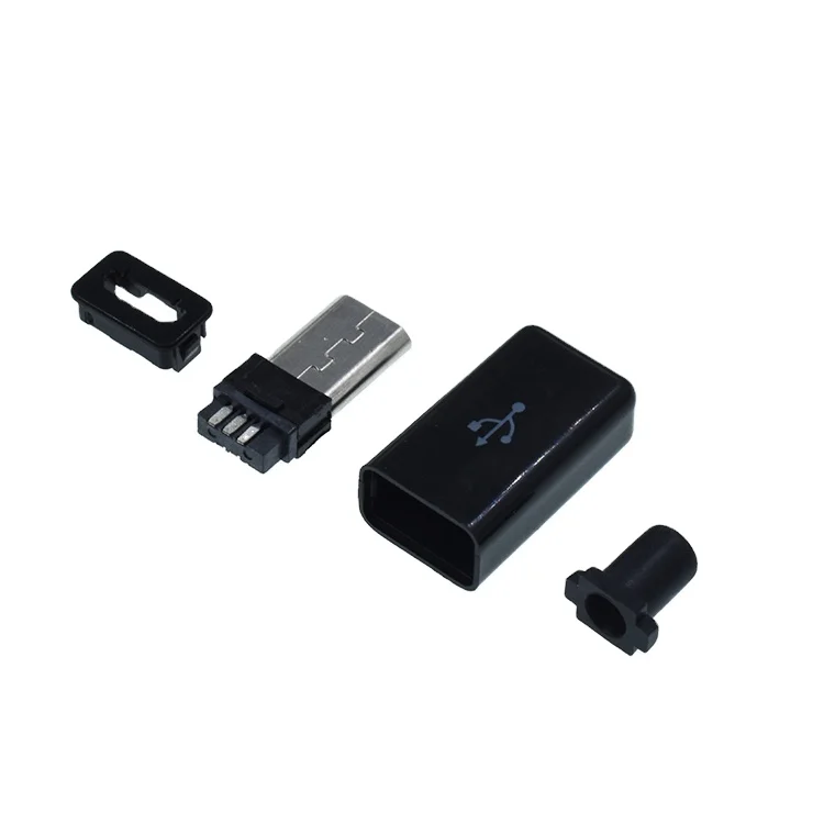 
4 in 1 DIY Micro USB 5P Male Assembly adapter solder type connector Welding 5 PIN Black/White 