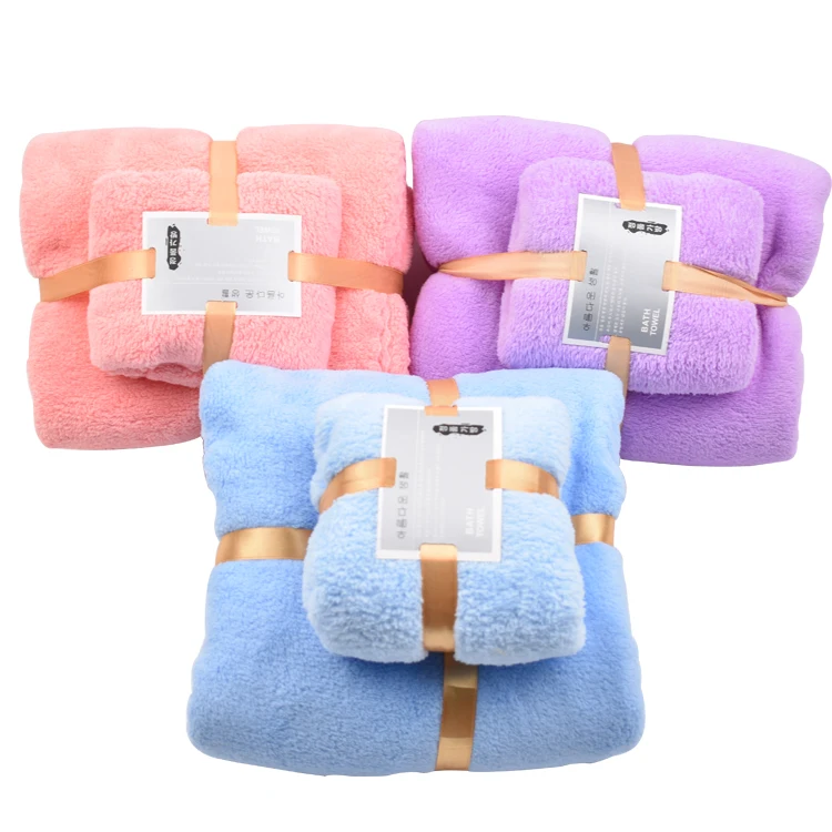coral velvet quick dry soft customized Bath towel sets for adults and children wholesale home microfiber towel