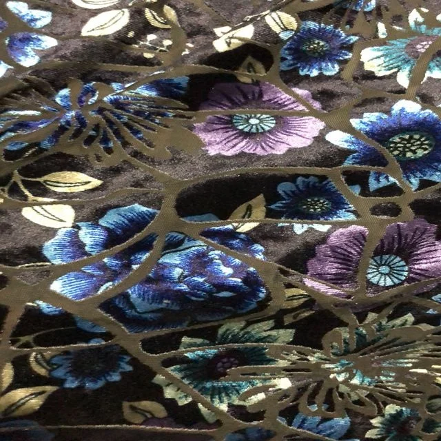 Модная тянущаяся трикотажная ткань с принтом из шелка и бархата