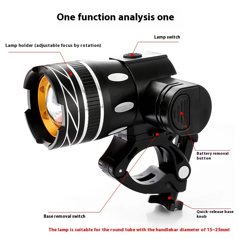 USB Rechargeable Aluminum Alloy Bicycle Headlight 360 Degrees Rotatable Cycling Light Rainproof ABS Bike Safety Light LED