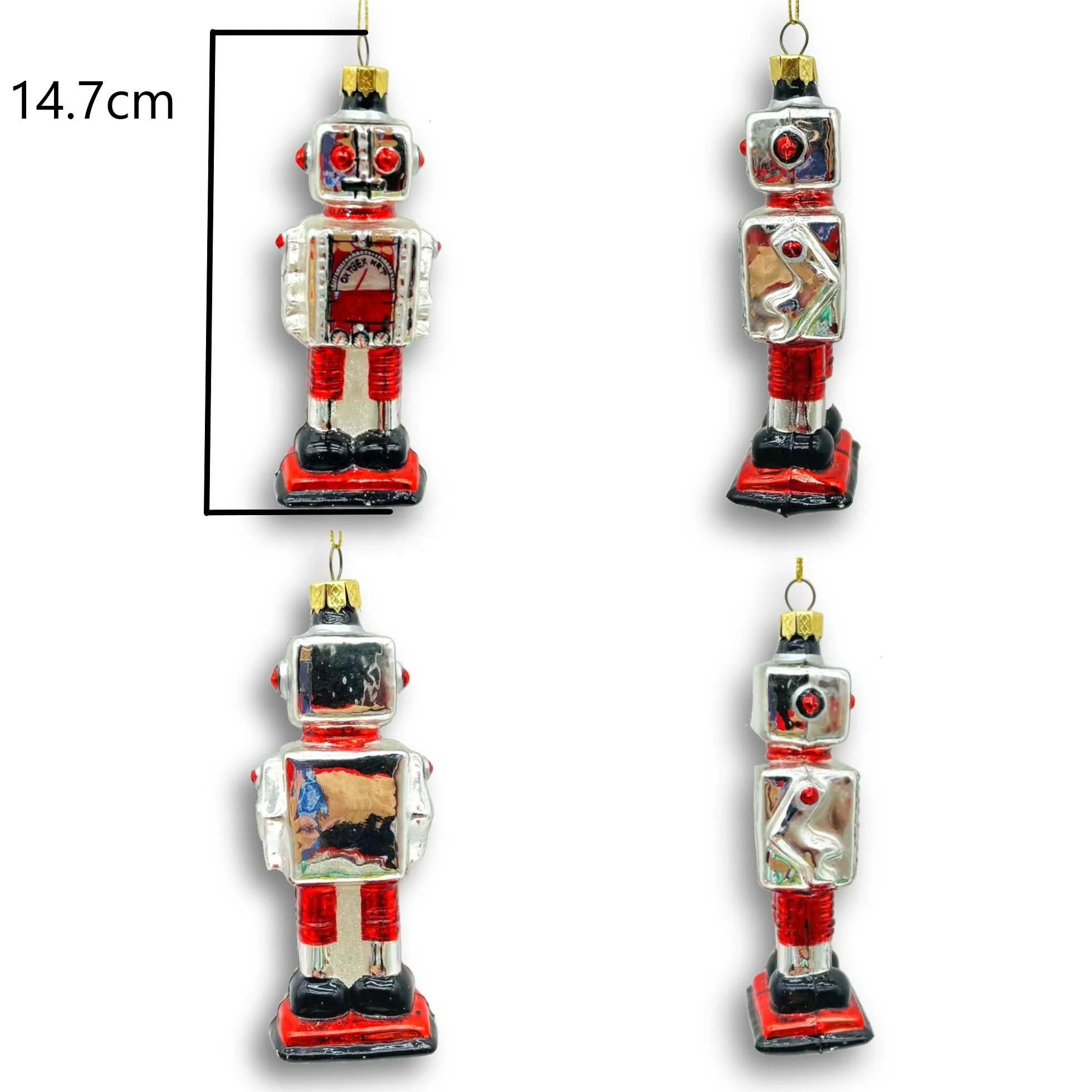 Exquisite and luxurious handmade party glass ornaments Christmas tree decorations futuristic robot glass ornaments