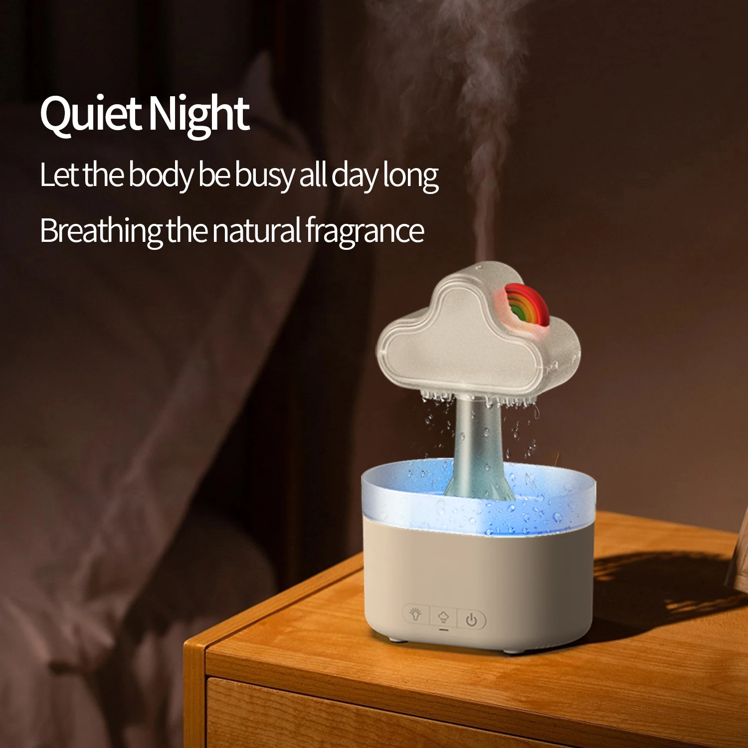 New rainbow cloud rain aromatherapy machine mushroom cloud ultrasonic atomisation essential oil aromatherapy air humidifier