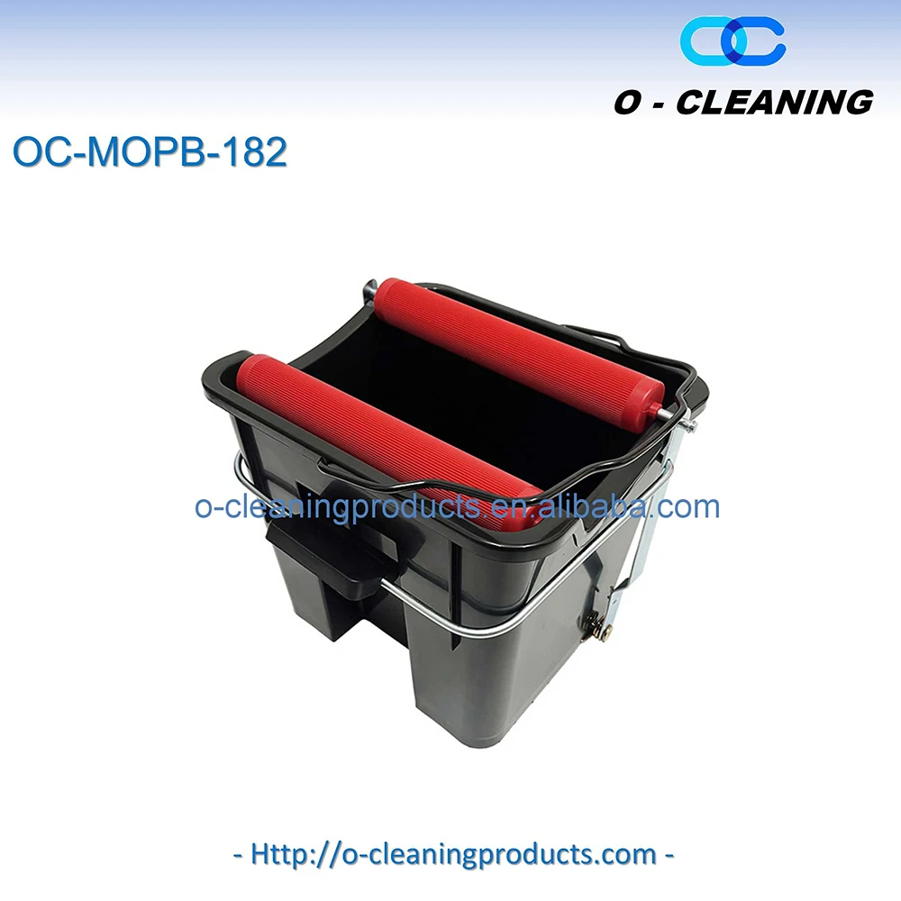O-Cleaning HeavyDuty Plastic Step-On Roller Marine Mop Bucket With Wringer,Foot Pedal Squeeze Bucket Square Cleaning Wash Bucket