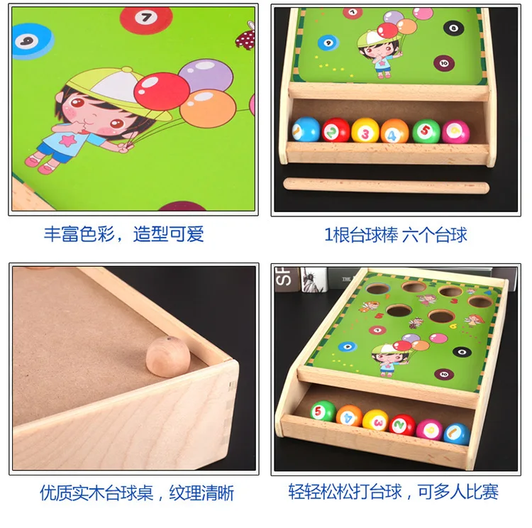 
Woode Billiards Game Wooden Billiards Board Game Matching Toys Parent-Kids Interactive Games Balls Sticks Educational Gifts <span style=