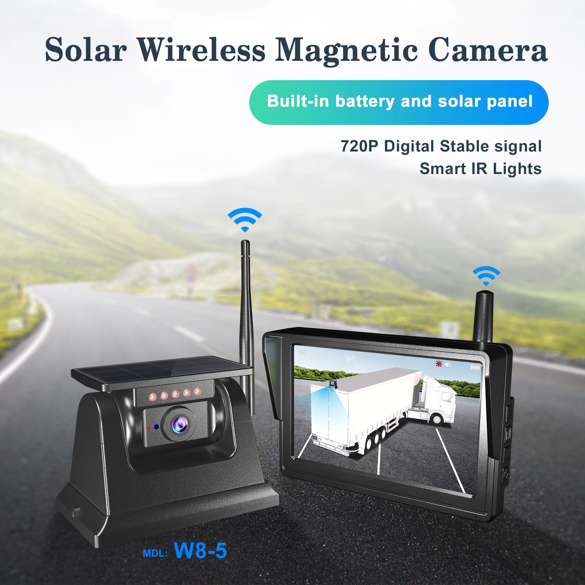 New popular Solar Wireless Backup Rearview rear view Camera magnetic 10000MA battery  Car RV Truck Trailer Camper Home
