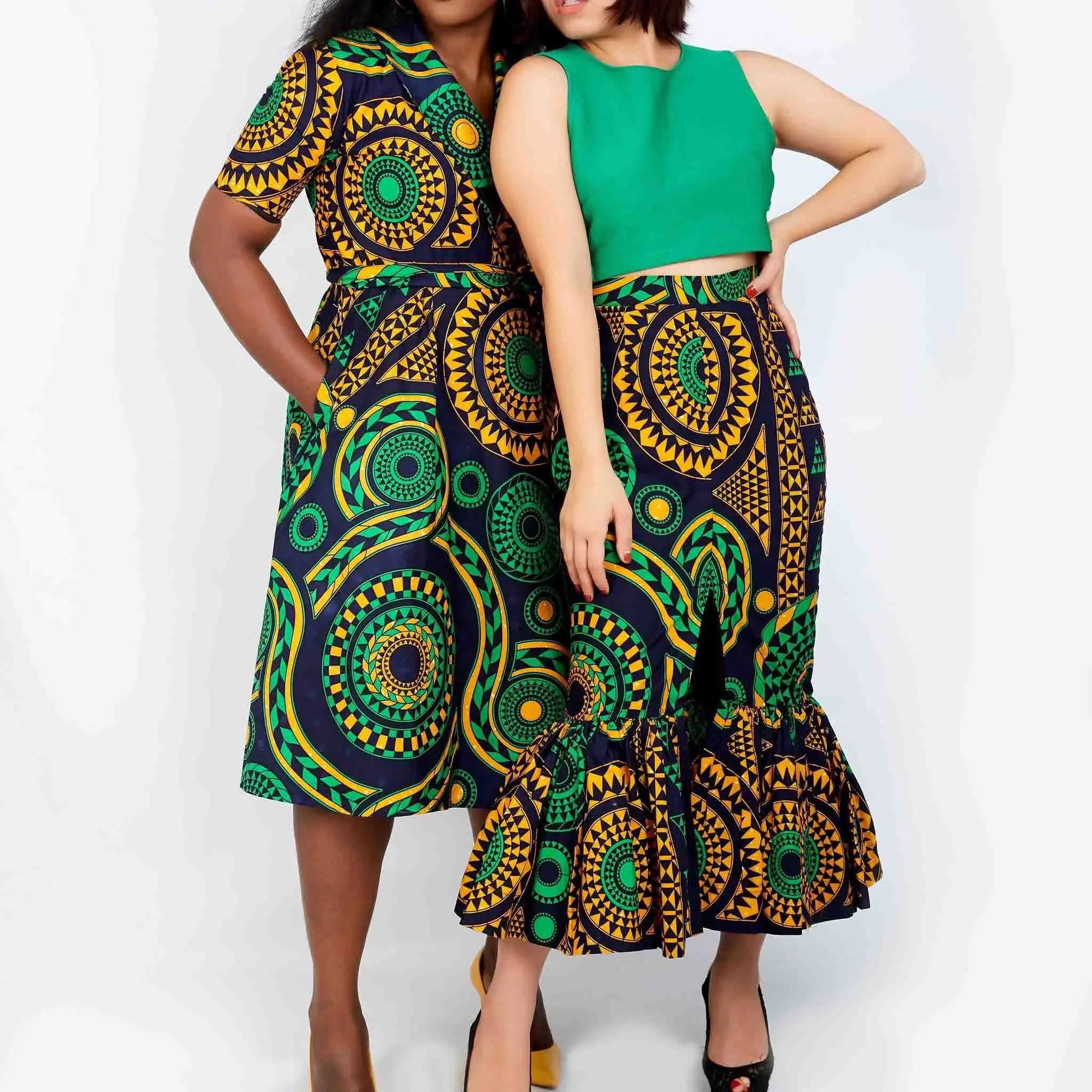 Traditional Cotton Short Sleeve Girls Midi Dresses for Women Clothing New African Ankara Modern OEM Service Adults Africa 50pcs