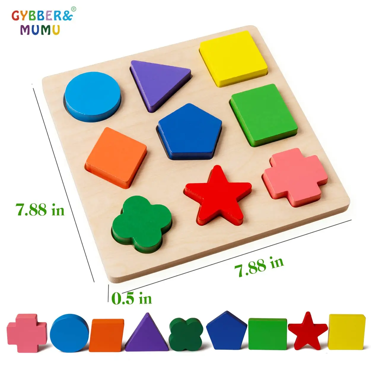 Preschool Colorful Wooden Shape Puzzle Sorter Blocks for Toddlers 18 Month